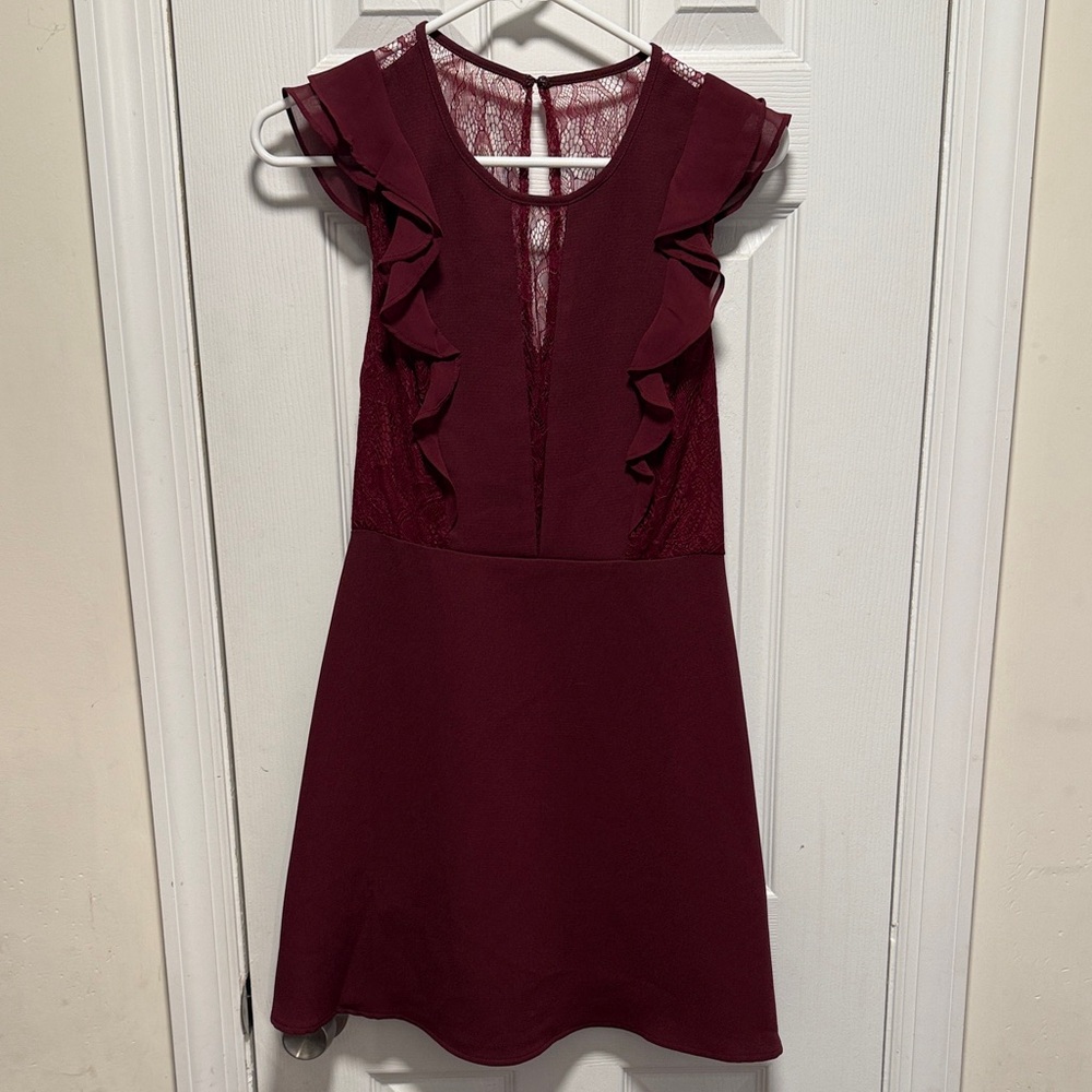 Elegant Burgundy Ruffle Dress
